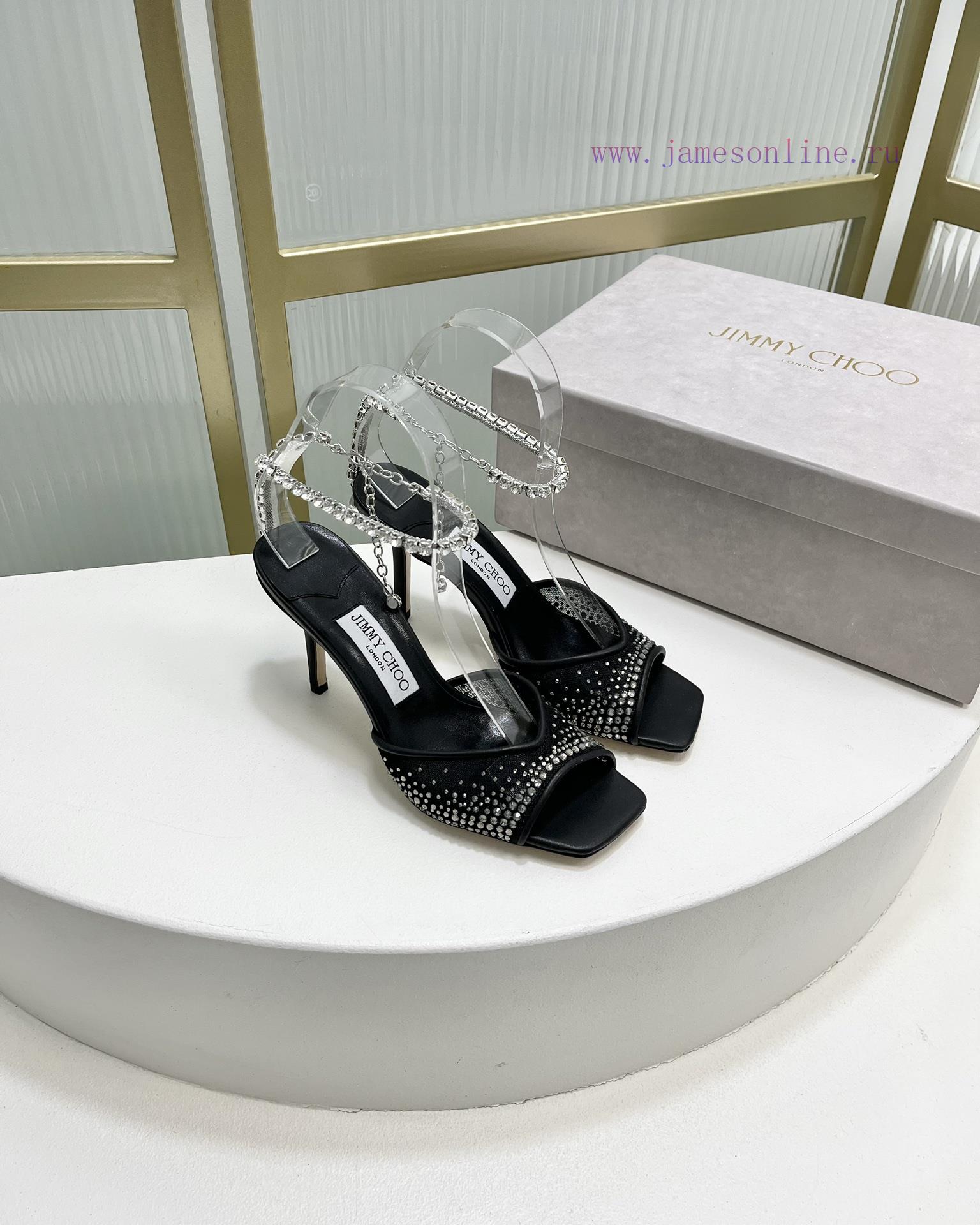 Jimmy Ch * o's new Y-shaped high-heeled fishmouth sandals/mesh studded pointed single shoes/q0kwm1bp - Image 4