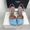 The diamond faced Amina Muaddi2024 new Charlotte series crystal embellished high heels have 9696atat