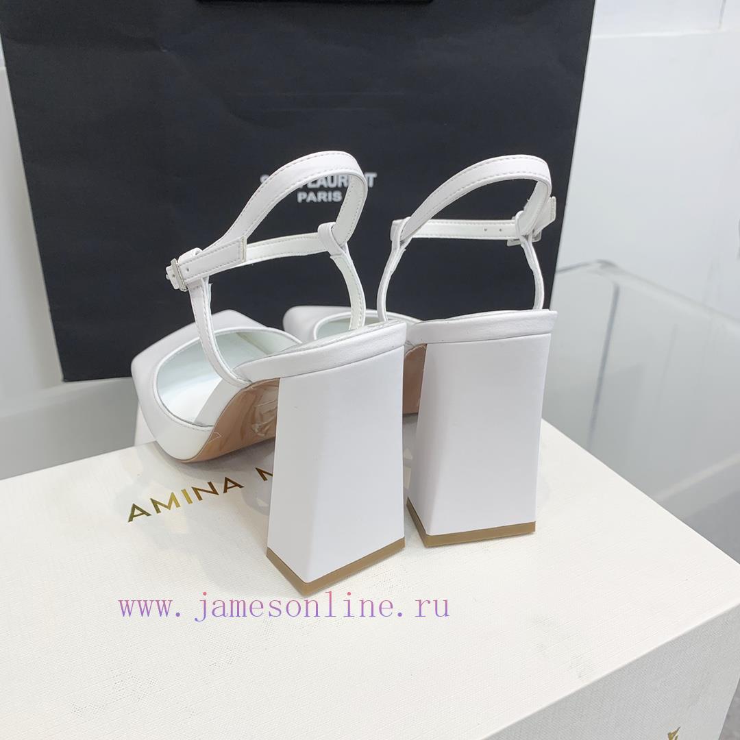 Amina Muaddi2024's new Charlotte series high heels have sharp edges and slanted square headssp1sycnj - Image 5