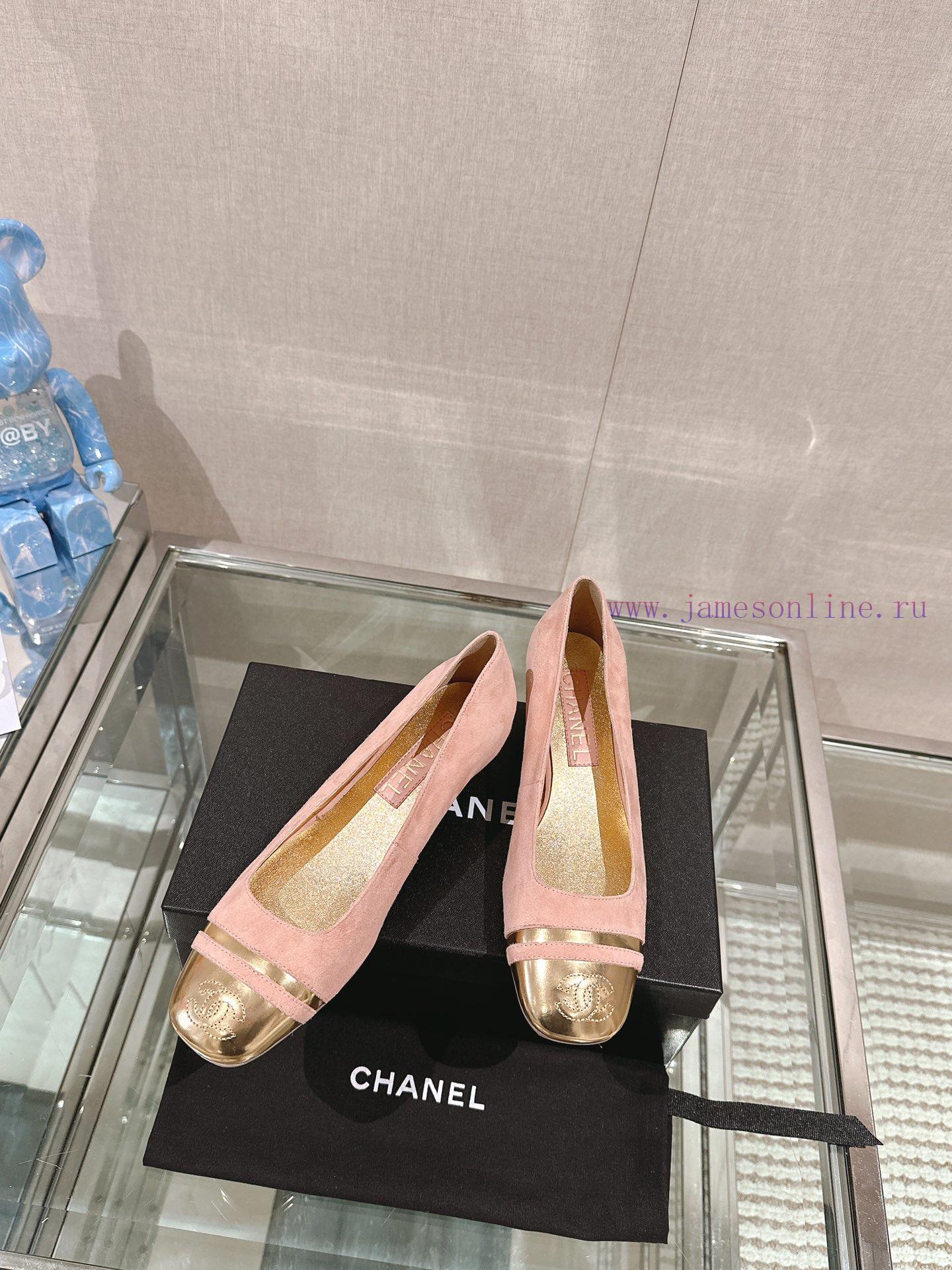 -24Ss early spring new Chanel color blocked square toe coarse matching shoesI really don't hchw4e1sc - Image 4