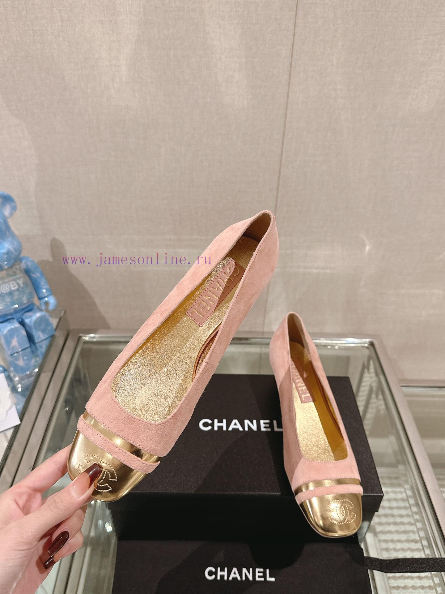 -24Ss early spring new Chanel color blocked square toe coarse matching shoesI really don't hchw4e1sc - Image 6