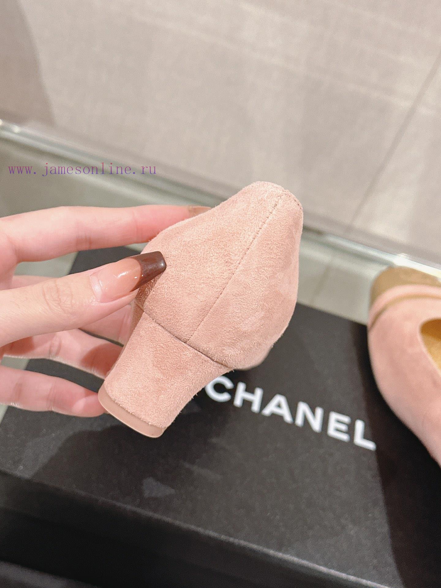 -24Ss early spring new Chanel color blocked square toe coarse matching shoesI really don't hchw4e1sc - Image 8