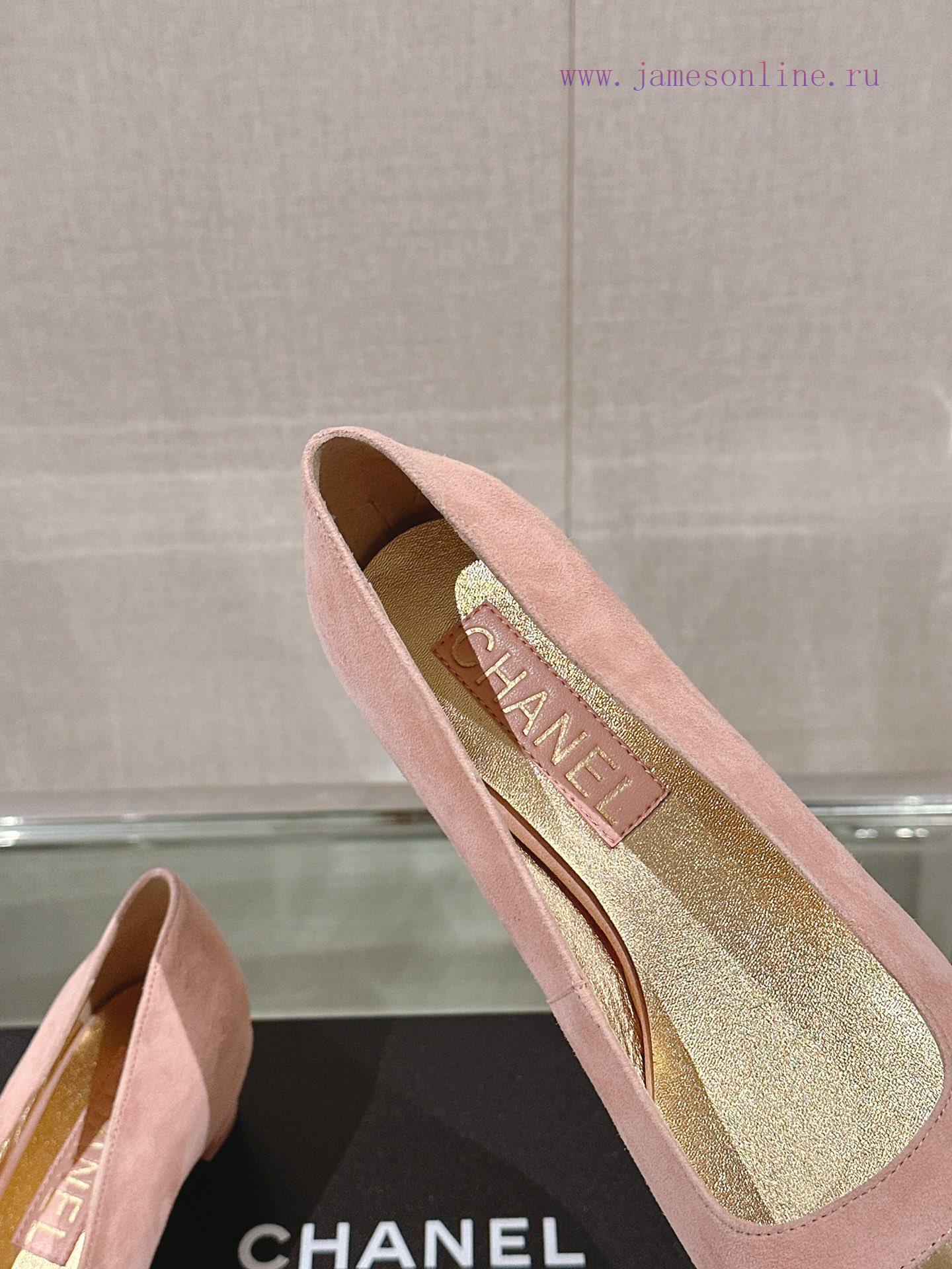 -24Ss early spring new Chanel color blocked square toe coarse matching shoesI really don't hchw4e1sc - Image 9