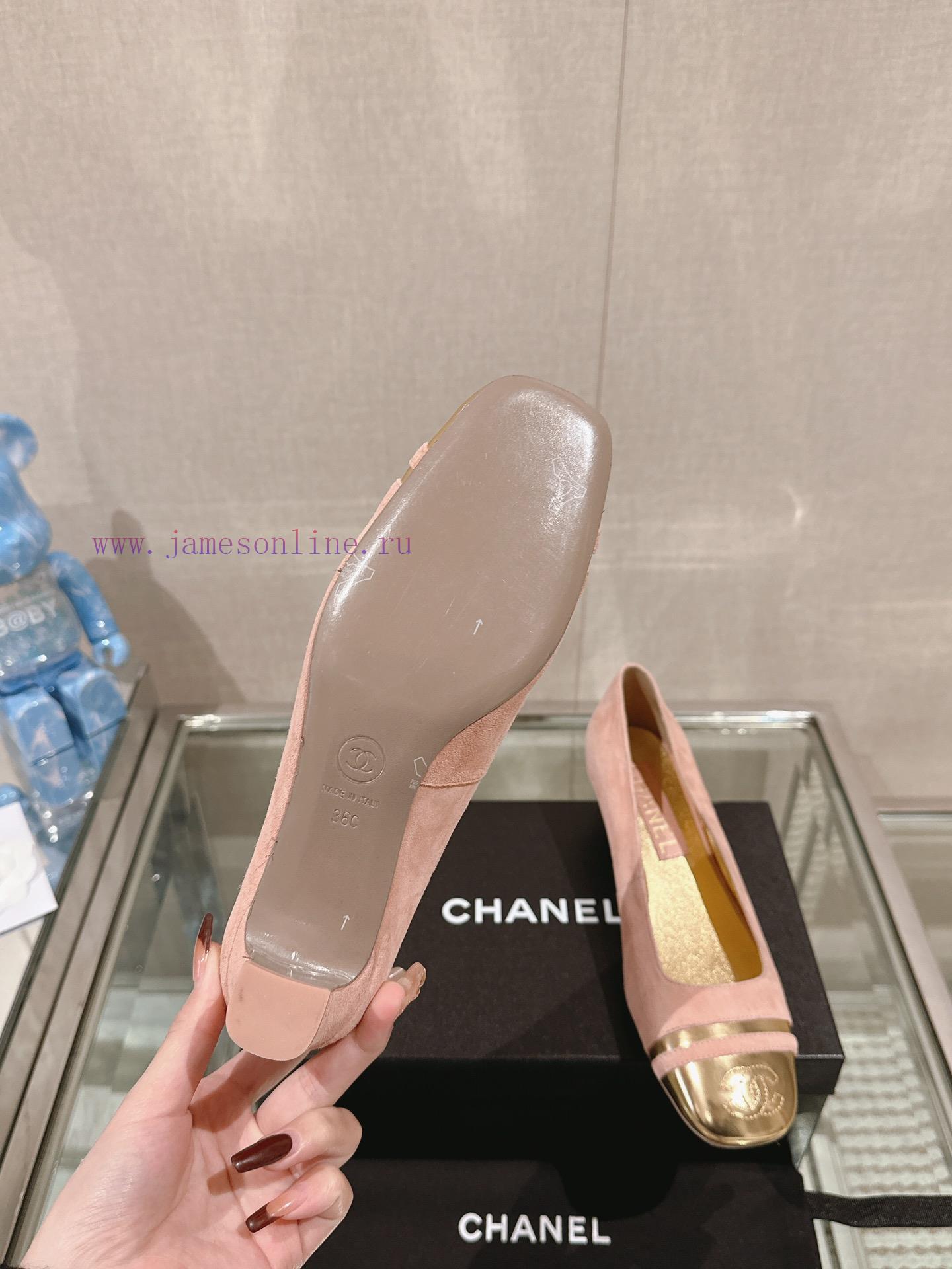 -24Ss early spring new Chanel color blocked square toe coarse matching shoesI really don't hchw4e1sc - Image 10
