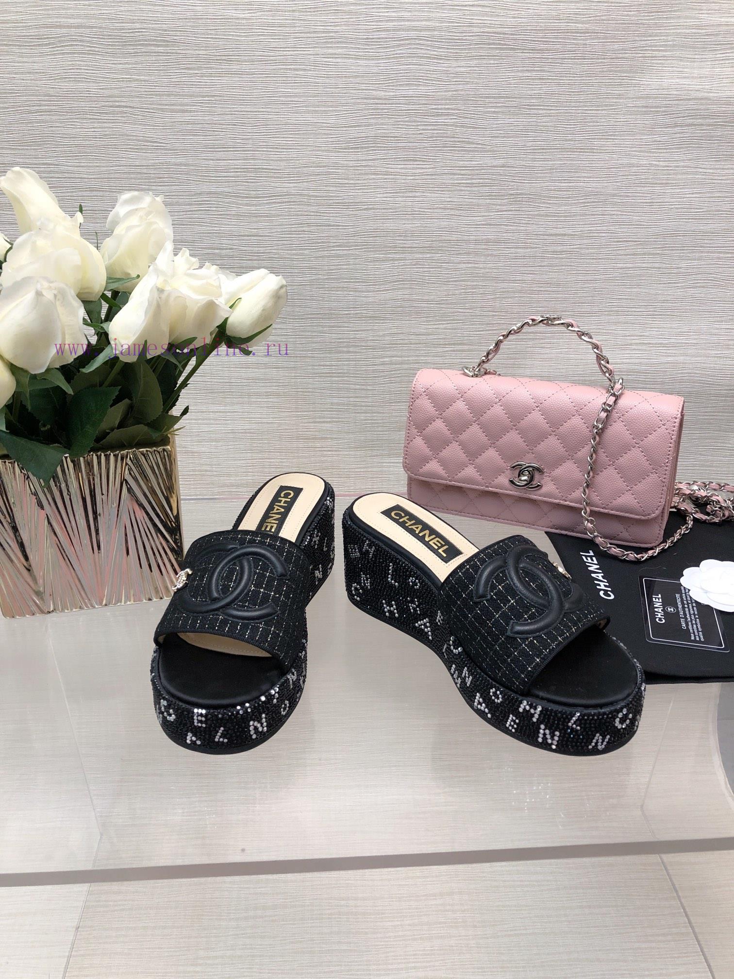 Chanel 24p Spring/Summer New Product Thick Bottom Full Diamond Dragging Lazy One Line Slippet3pzo8ip - Image 4
