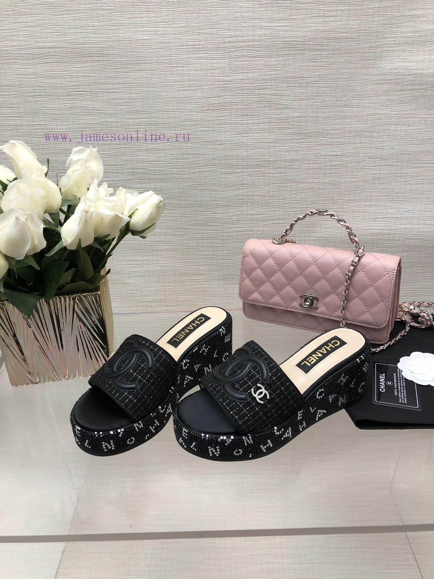 Chanel 24p Spring/Summer New Product Thick Bottom Full Diamond Dragging Lazy One Line Slippet3pzo8ip - Image 5