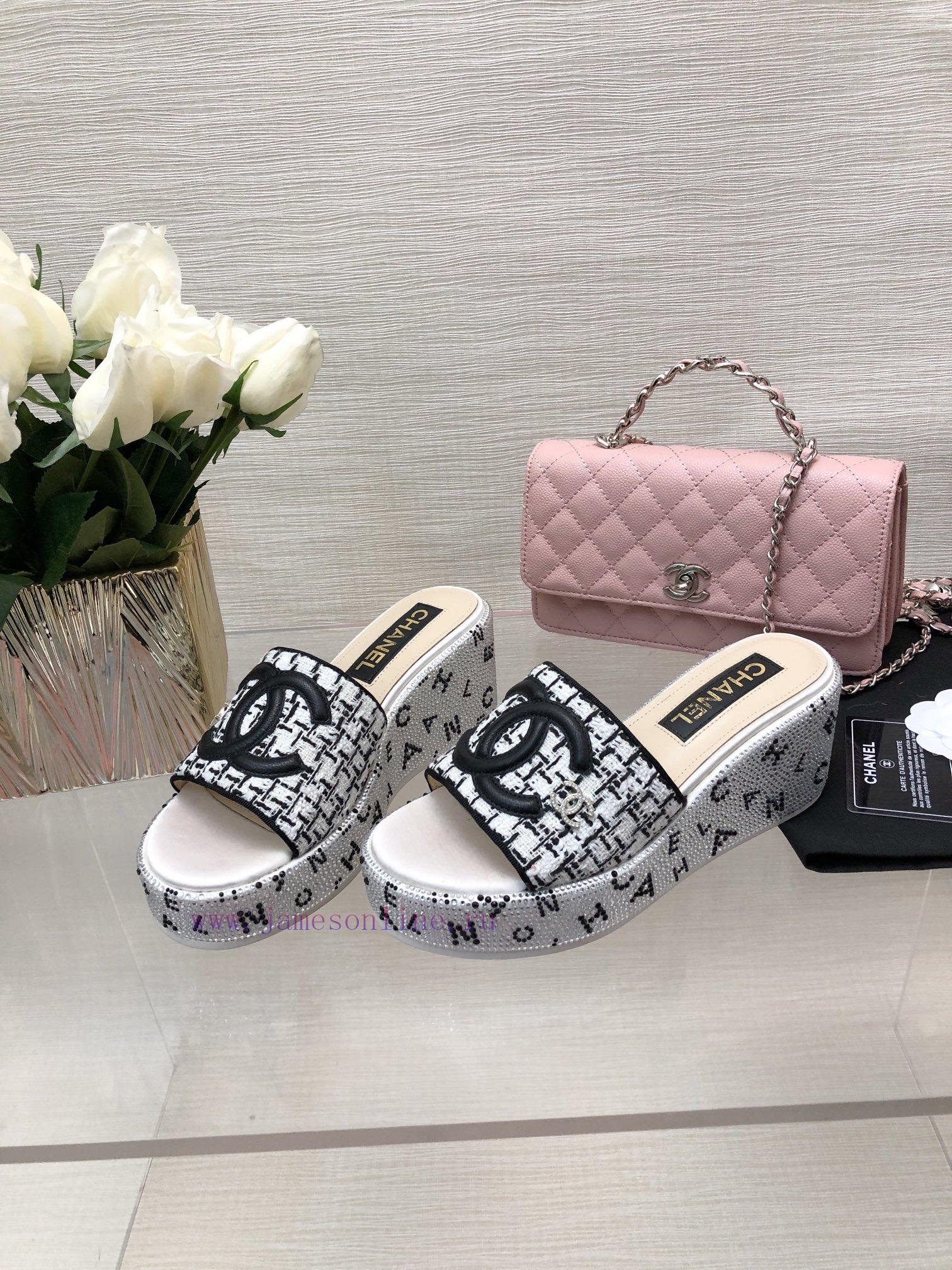 Chanel 24p Spring/Summer New Product Thick Bottom Full Diamond Dragging Lazy One Line Slippe56i2vg8q - Image 3