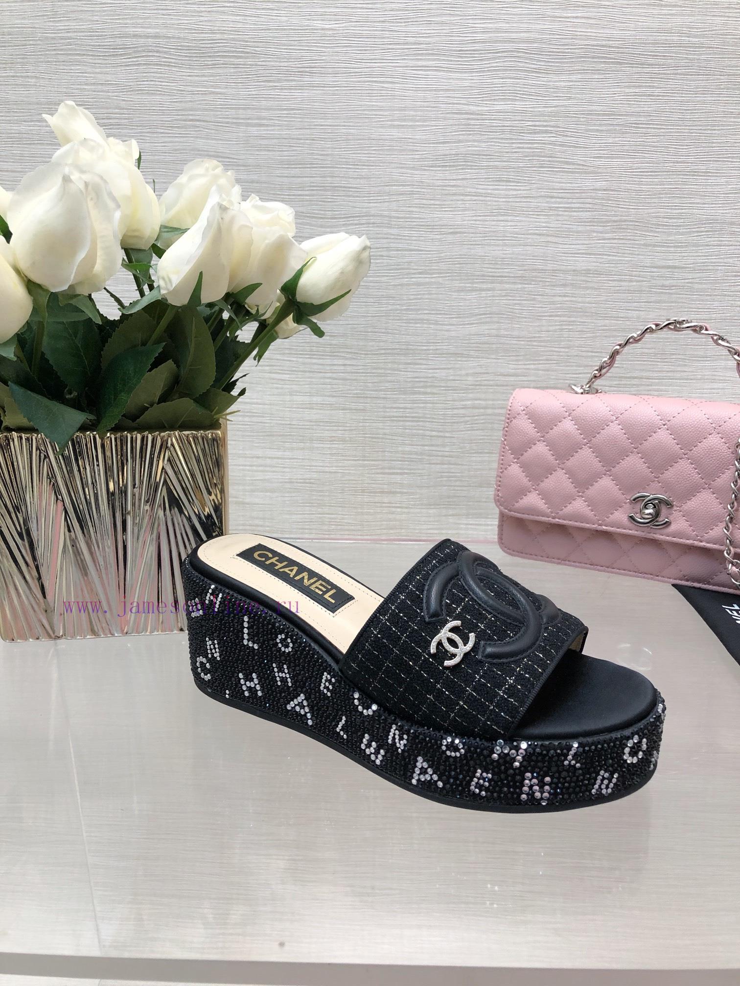 Chanel 24p Spring/Summer New Product Thick Bottom Full Diamond Dragging Lazy One Line Slippet3pzo8ip - Image 8