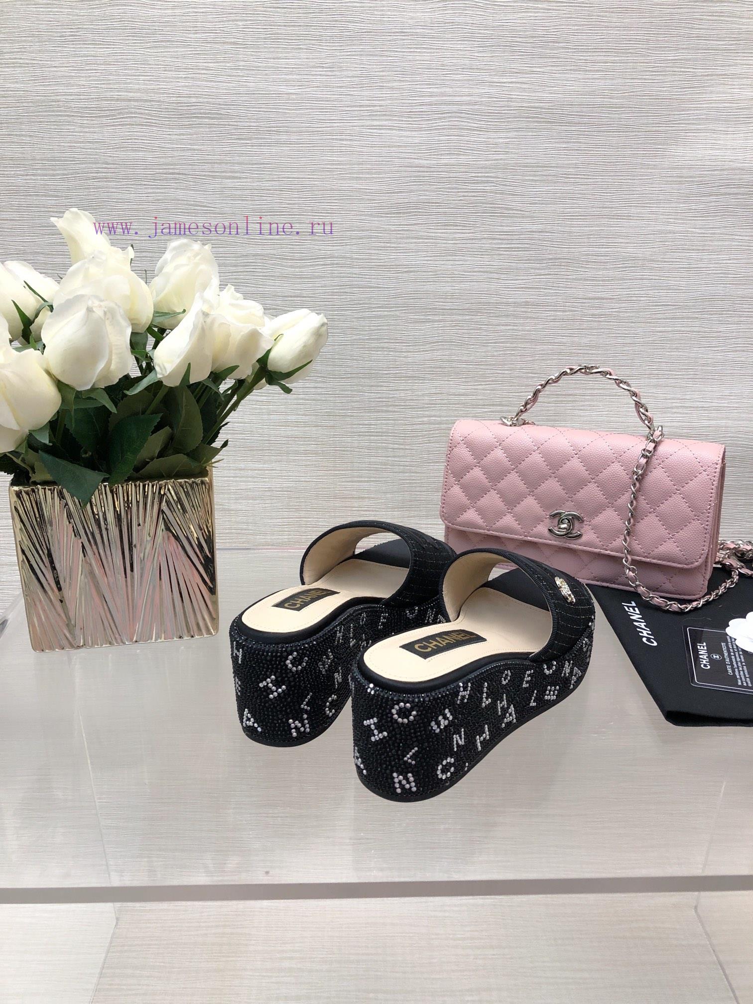 Chanel 24p Spring/Summer New Product Thick Bottom Full Diamond Dragging Lazy One Line Slippet3pzo8ip - Image 9