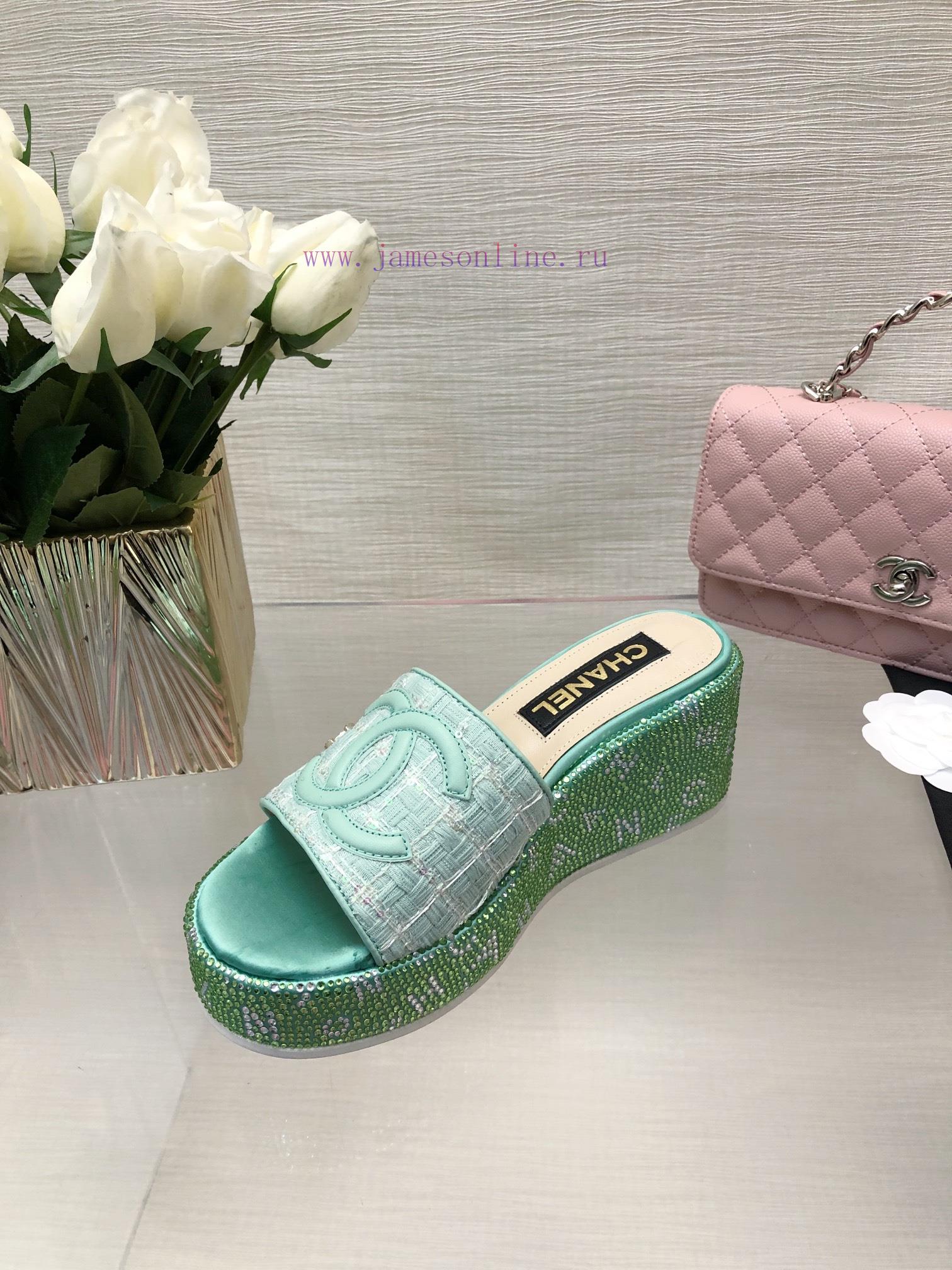 Chanel's Spring/Summer 24 New Product Thick Bottom Full Diamond Dragging Lazy One Line Slipptf7bmu7w - Image 7