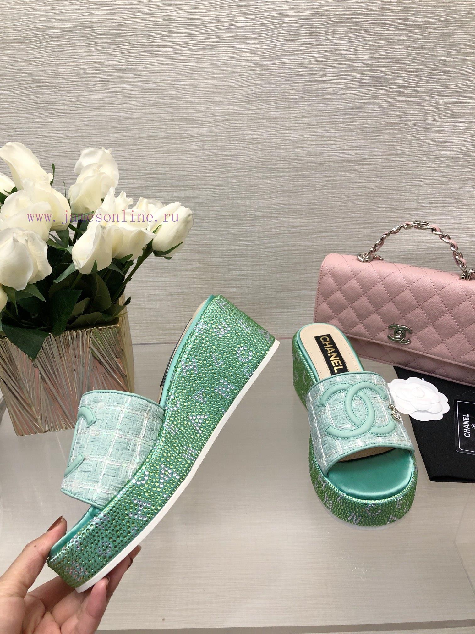 Chanel's Spring/Summer 24 New Product Thick Bottom Full Diamond Dragging Lazy One Line Slipptf7bmu7w - Image 8