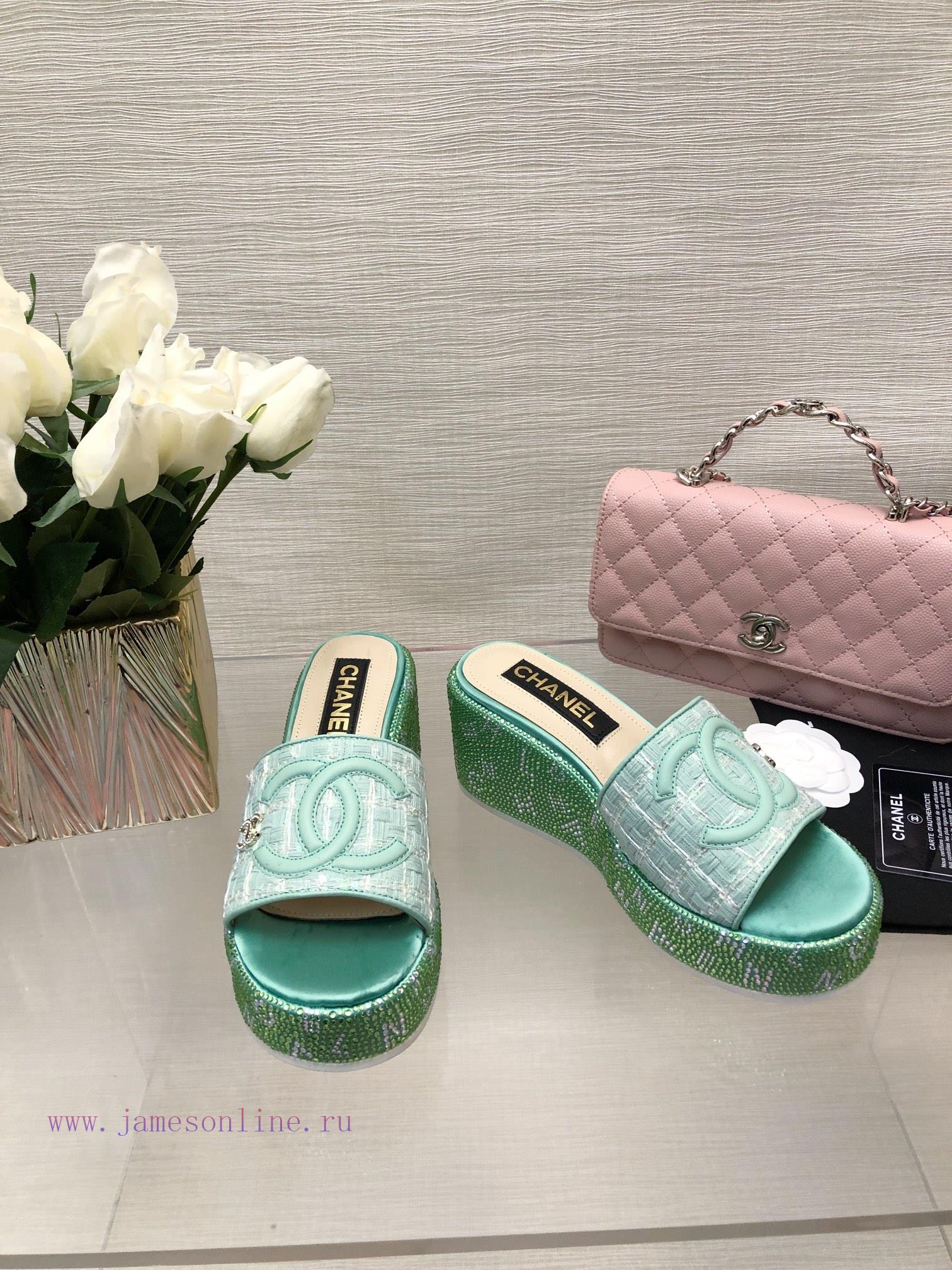Chanel's Spring/Summer 24 New Product Thick Bottom Full Diamond Dragging Lazy One Line Slipptf7bmu7w - Image 9
