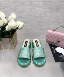 Chanel's Spring/Summer 24 New Product Thick Bottom Full Diamond Dragging Lazy One Line Slipp5v6rk07z