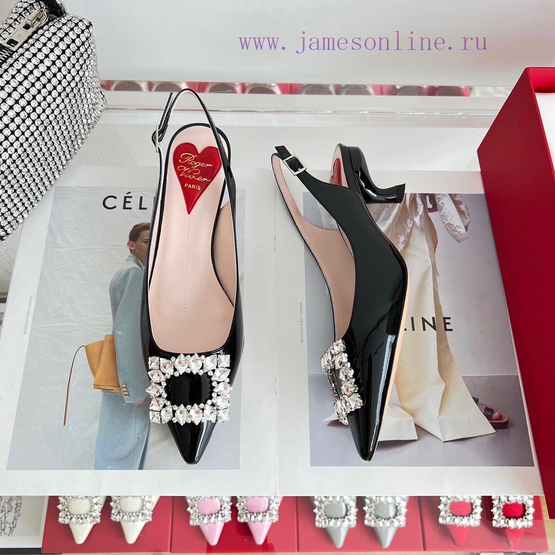 ️𝑹𝒐𝒈𝒆𝒓𝑽𝒊𝒗 * 𝒆𝒓 New Virgule diamond buckle comma heel with high heels | Top purchasing level-fjhafxqb - Image 6