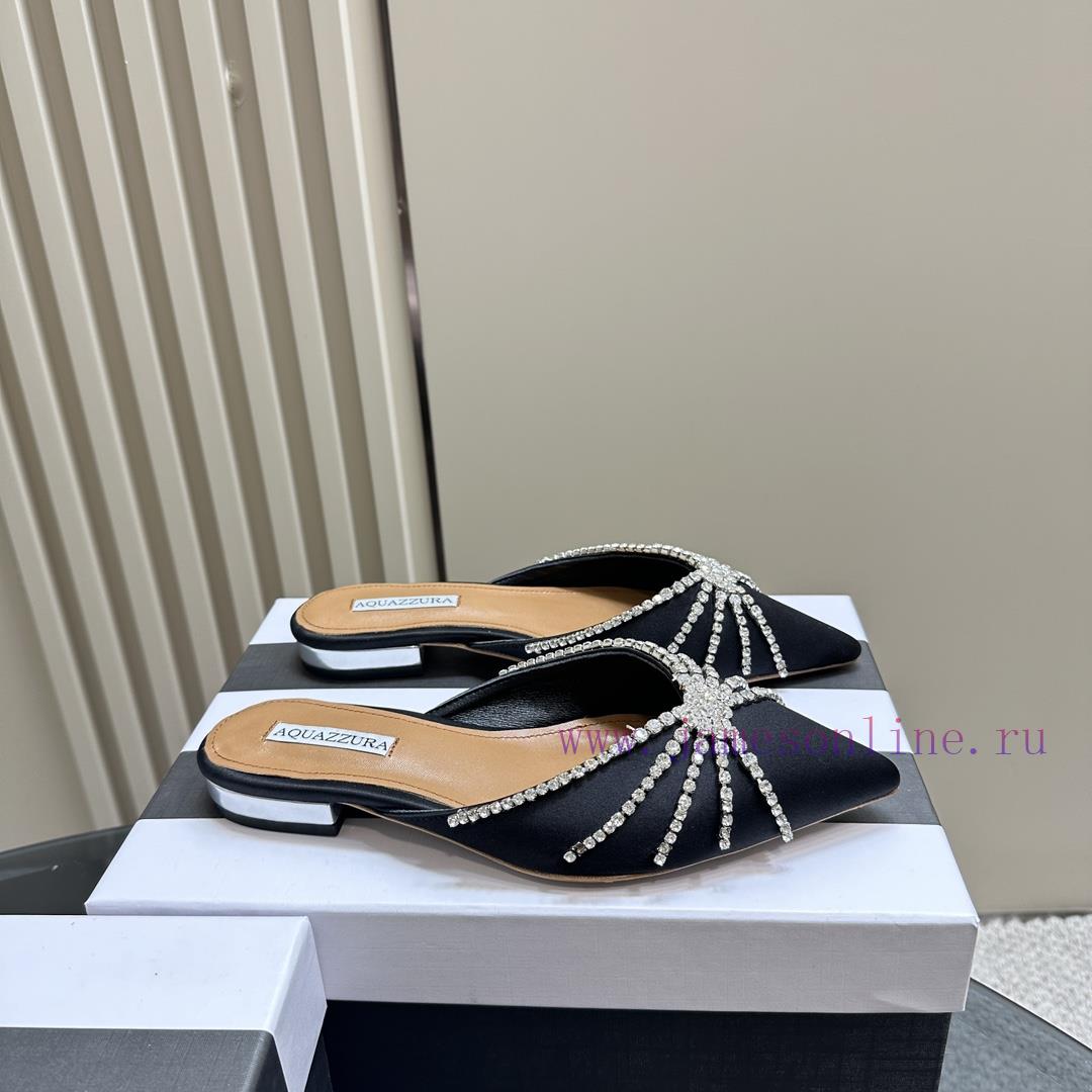 AQUAZZURA Golden Pineapple 2024 𝐒𝐒𝐧𝐞𝐰 Spring/Summer New Water Diamond Flat Shoes Aquazzura/Pwfdz3hko - Image 3