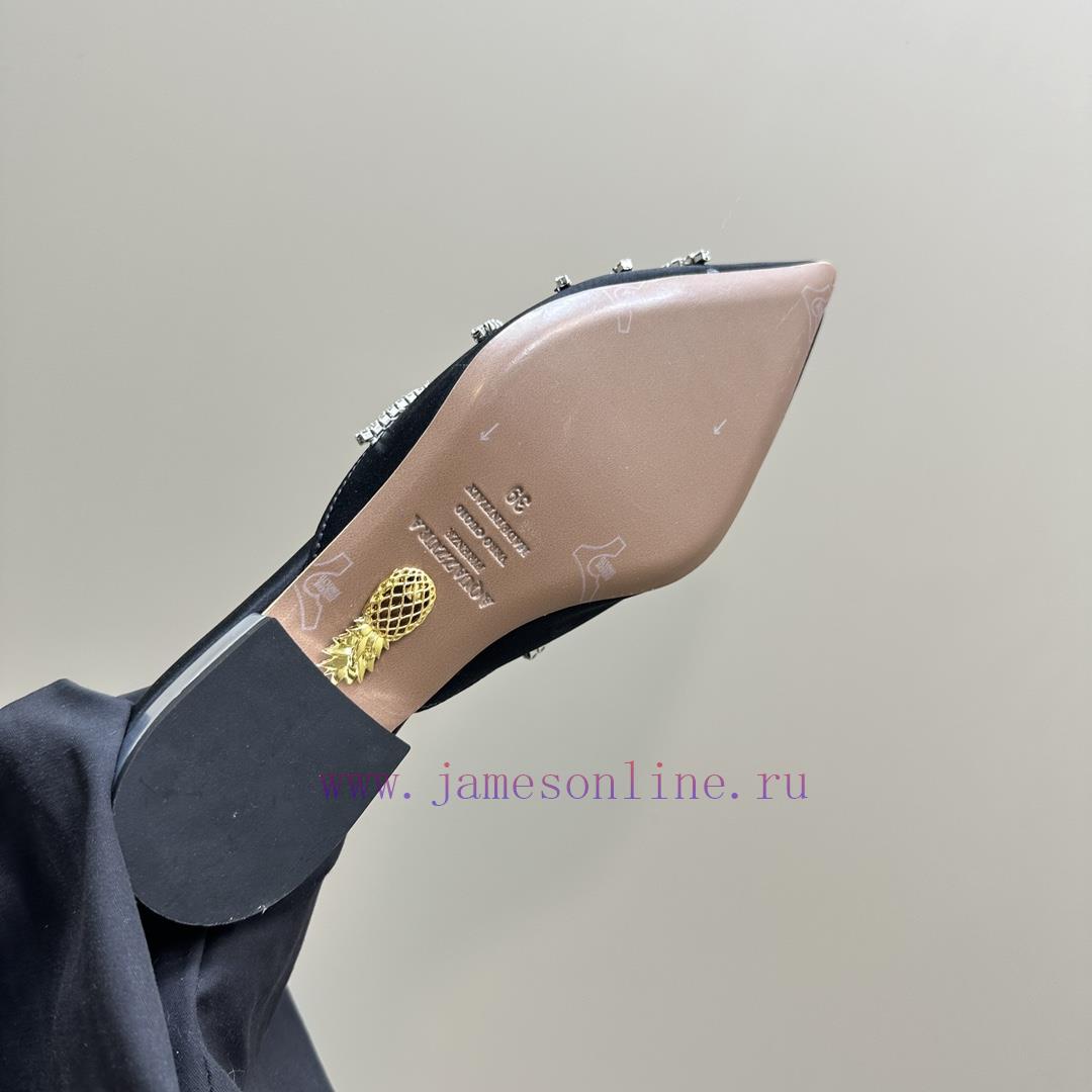 AQUAZZURA Golden Pineapple 2024 𝐒𝐒𝐧𝐞𝐰 Spring/Summer New Water Diamond Flat Shoes Aquazzura/Pwfdz3hko - Image 10