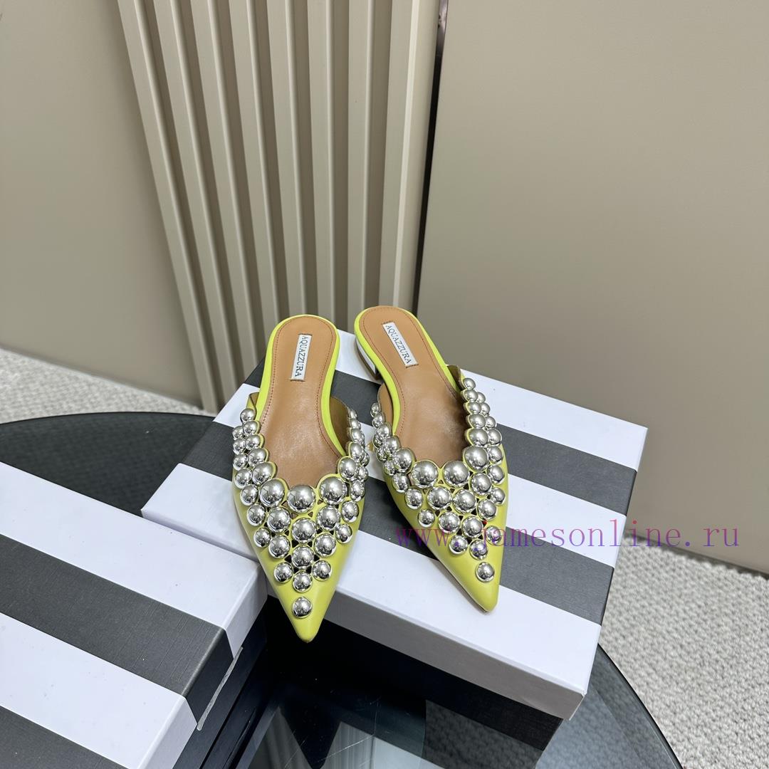 AQUAZZURA Golden Pineapple 2024 𝐒𝐒𝐧𝐞𝐰 Spring/Summer New Flat Shoes Aquazzura/Pineapple Italie0ds1ol1 - Image 2