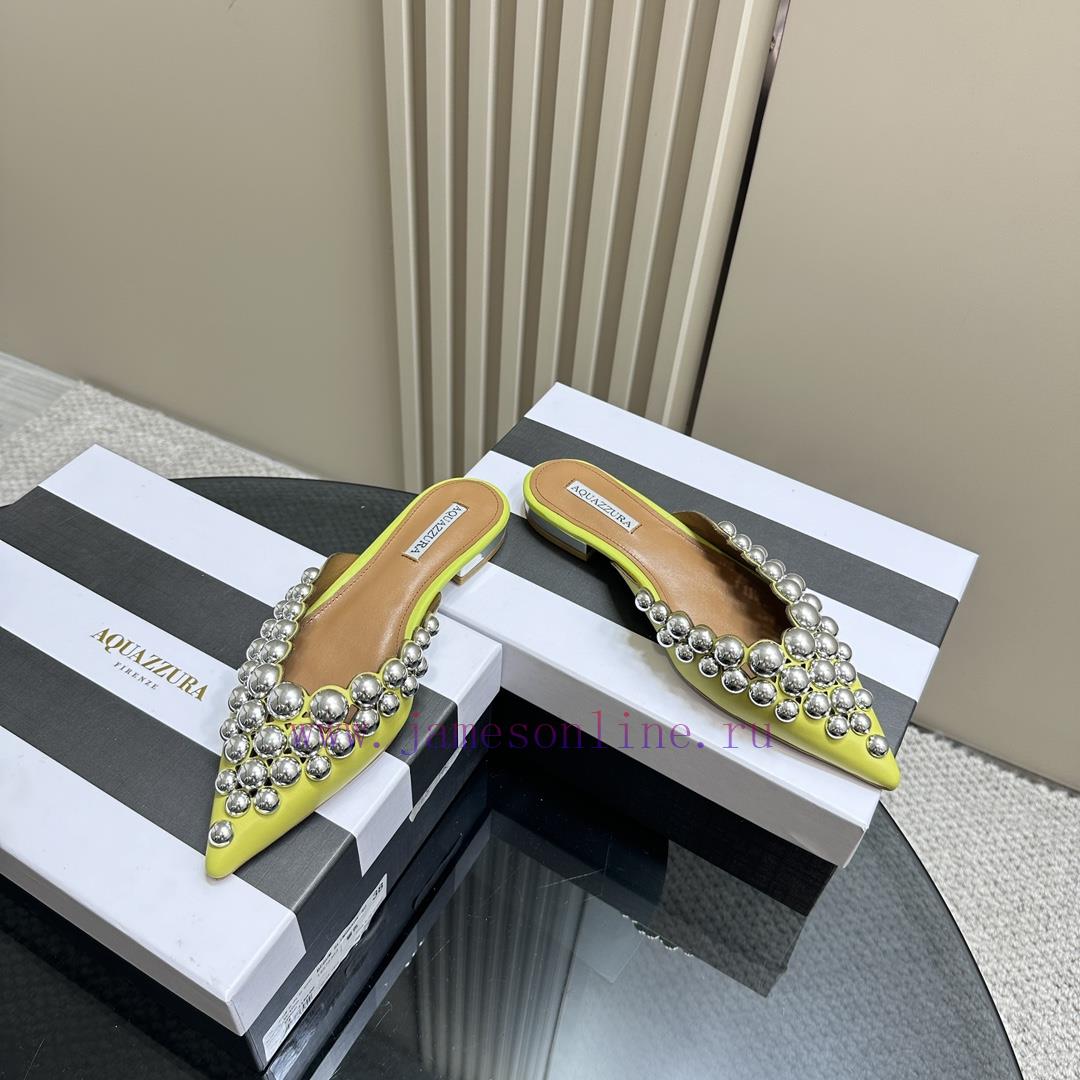 AQUAZZURA Golden Pineapple 2024 𝐒𝐒𝐧𝐞𝐰 Spring/Summer New Flat Shoes Aquazzura/Pineapple Italie0ds1ol1 - Image 4
