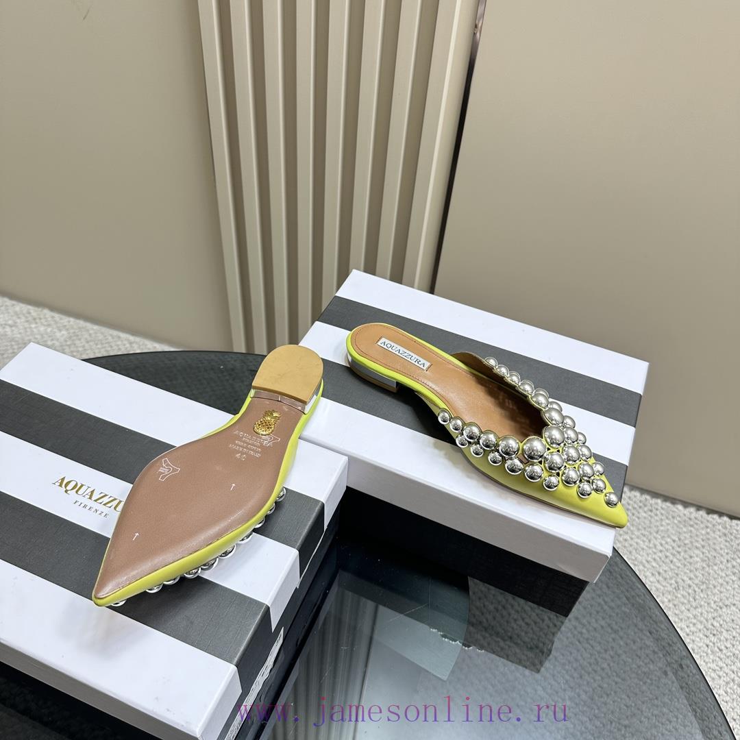 AQUAZZURA Golden Pineapple 2024 𝐒𝐒𝐧𝐞𝐰 Spring/Summer New Flat Shoes Aquazzura/Pineapple Italie0ds1ol1 - Image 5