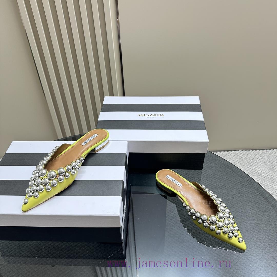 AQUAZZURA Golden Pineapple 2024 𝐒𝐒𝐧𝐞𝐰 Spring/Summer New Flat Shoes Aquazzura/Pineapple Italie0ds1ol1 - Image 6