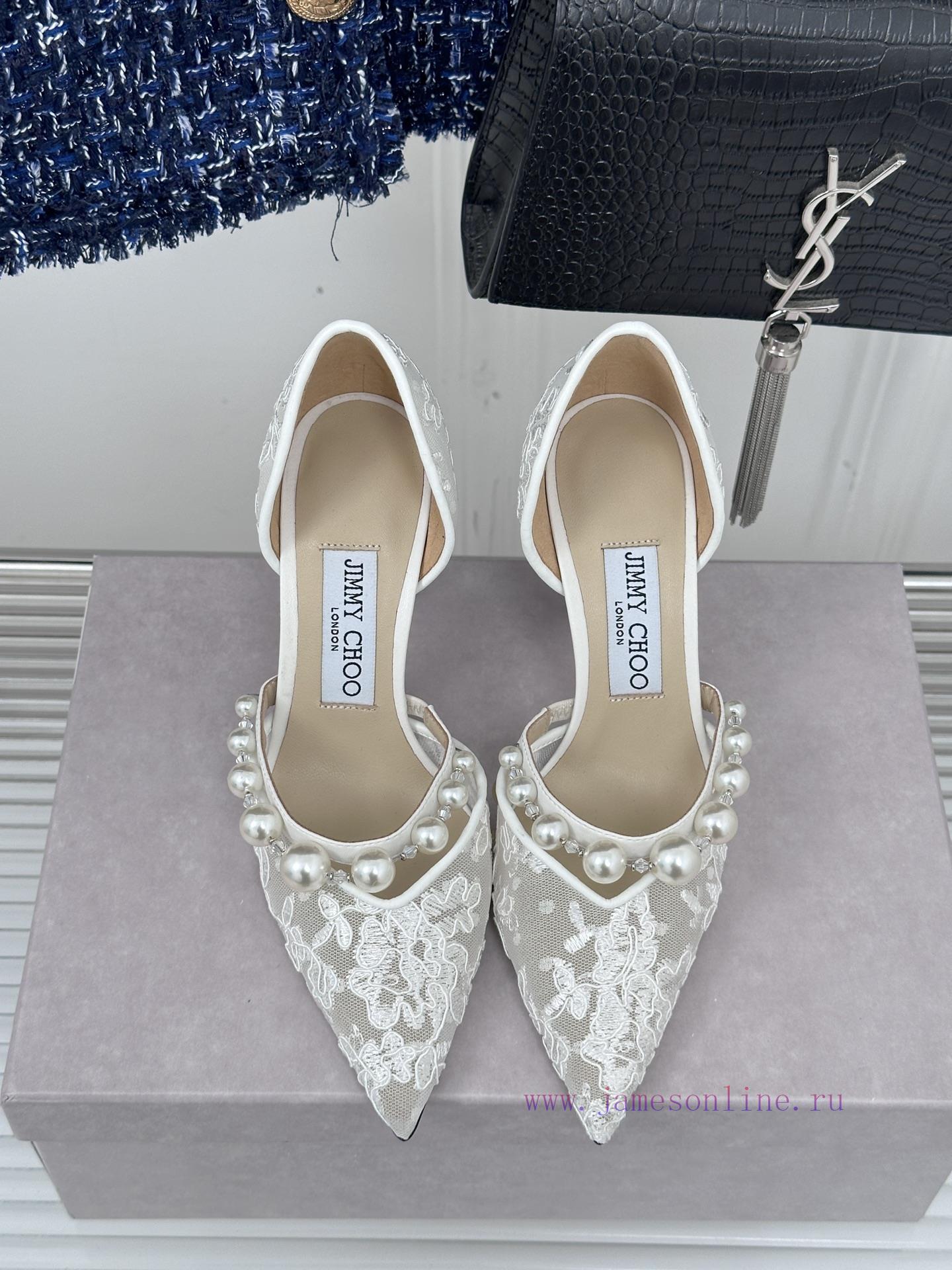 Jimmy Choo | Jay Chou's Classic Pearl Lace High HeelsOur JC family always maintains superiorf9v3gap2 - Image 5