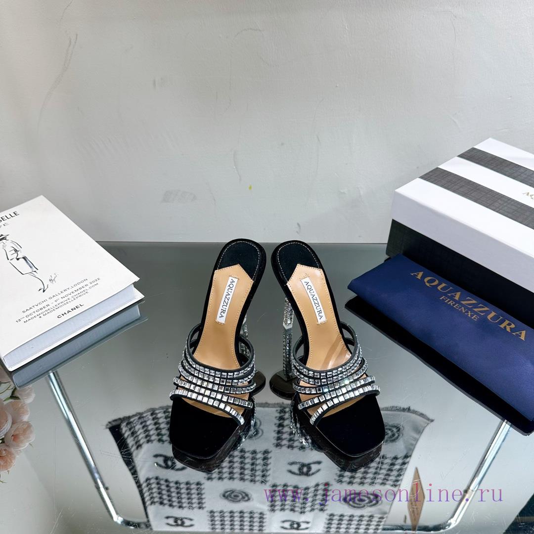 2024 Spring/Summer New AQUAZURA Zp Original Mold New Glass Door Diamond Heel Sandals————————mis6k4xw