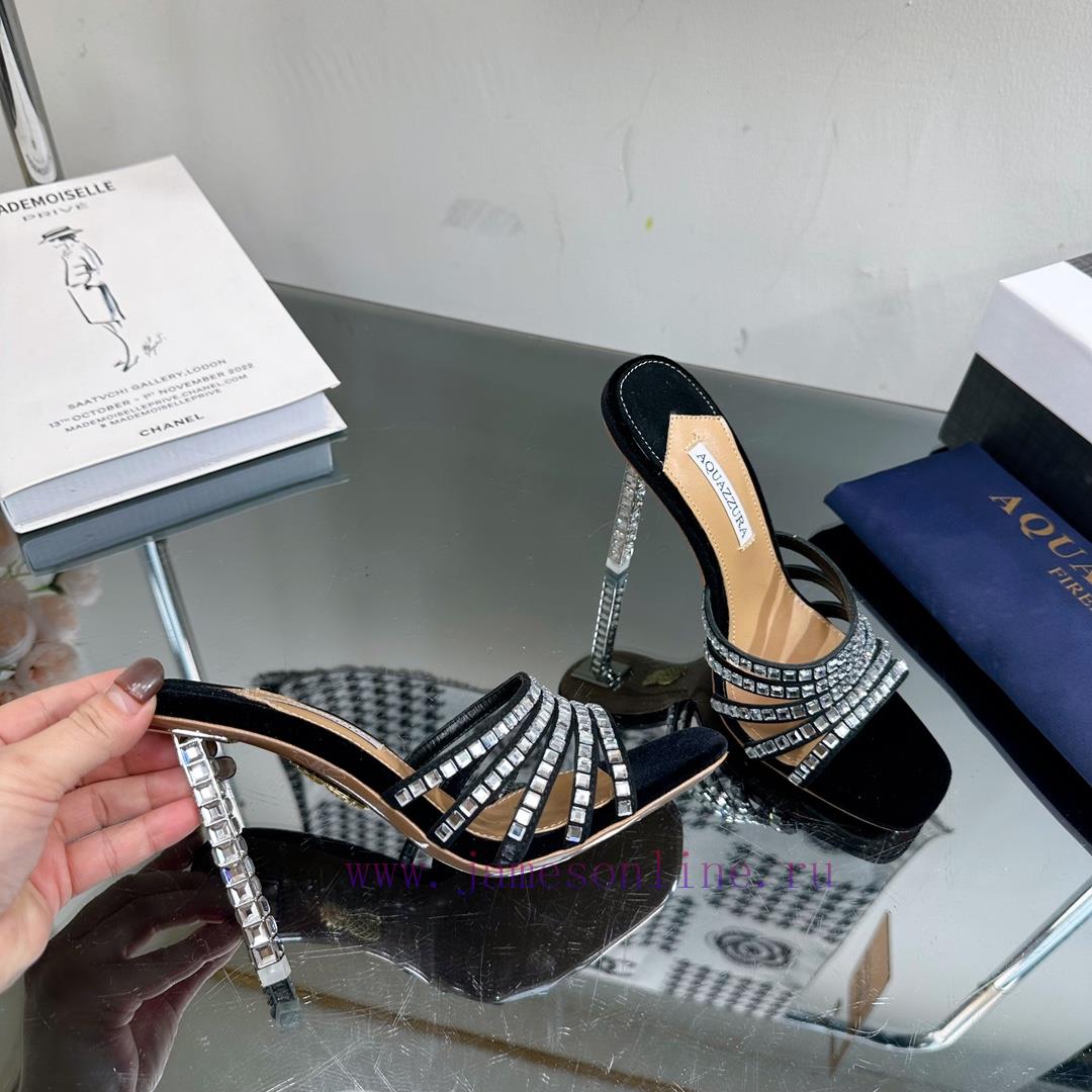2024 Spring/Summer New AQUAZURA Zp Original Mold New Glass Door Diamond Heel Sandals————————mis6k4xw - Image 6