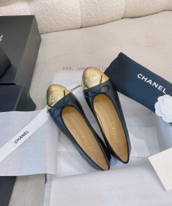 New CocoChanel 24 Edition Series Double C Bow Classic Sheepskin Flat Ballet ShoesChanel Granmdcxb0ms