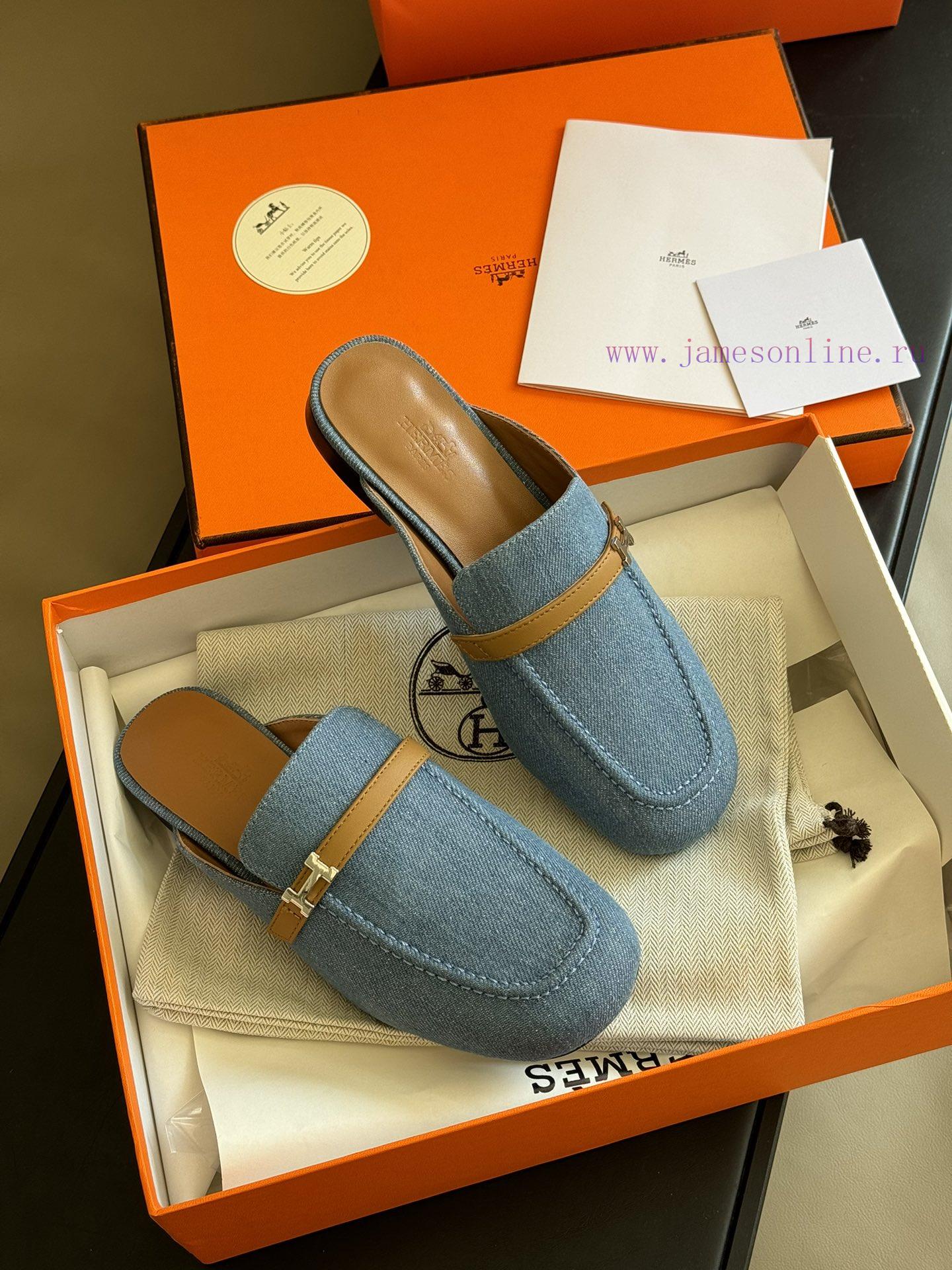 hermes ss24 new arrival~H Home 2024 Spring/Summer Mueller Slippers New ProductH's round head9zimess1 - Image 2