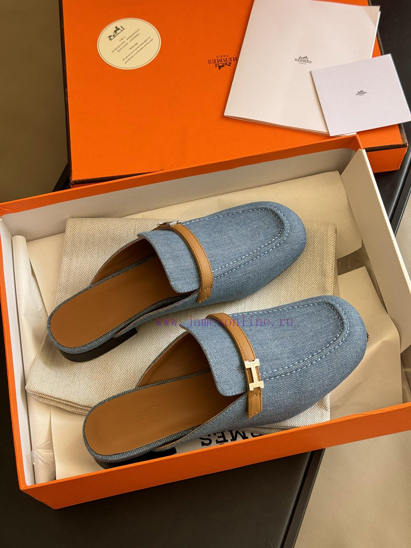 hermes ss24 new arrival~H Home 2024 Spring/Summer Mueller Slippers New ProductH's round head9zimess1 - Image 3