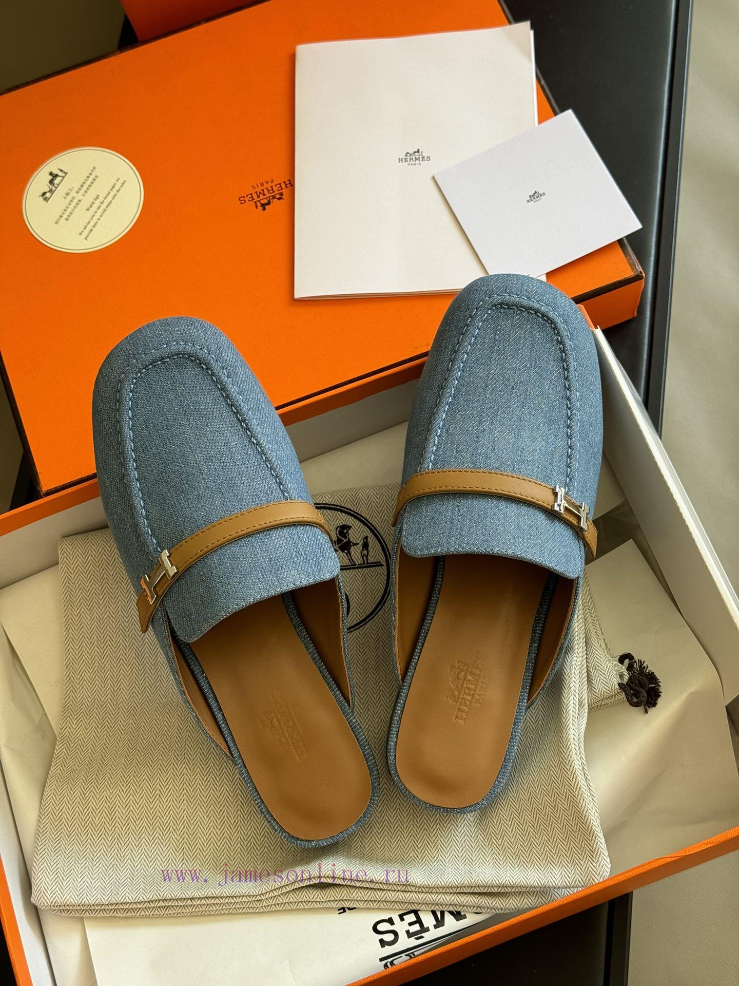hermes ss24 new arrival~H Home 2024 Spring/Summer Mueller Slippers New ProductH's round head9zimess1 - Image 4