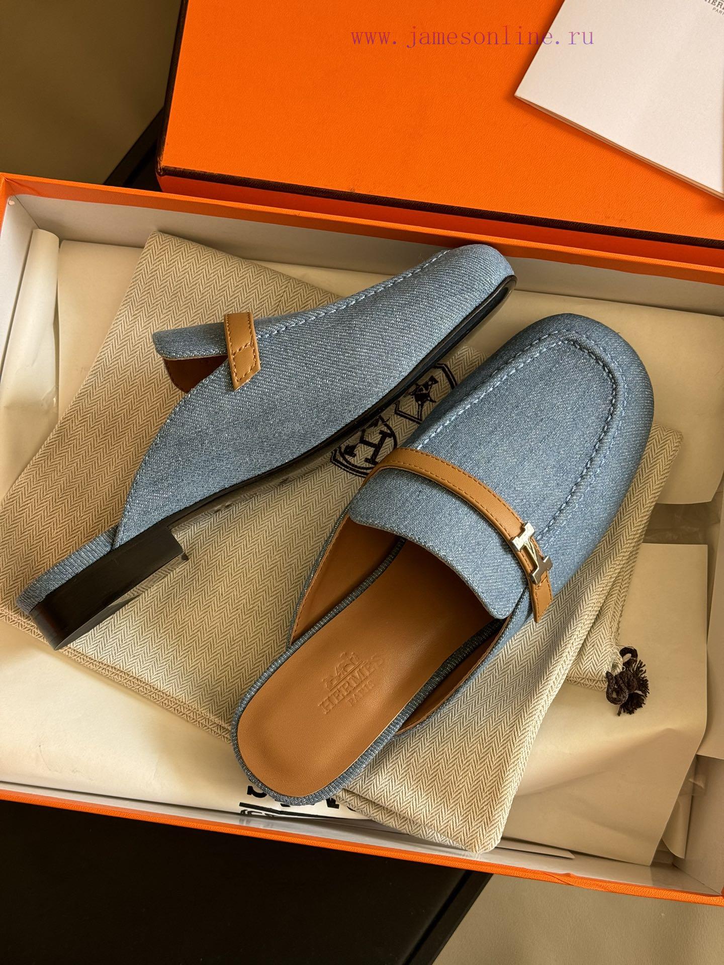 hermes ss24 new arrival~H Home 2024 Spring/Summer Mueller Slippers New ProductH's round head9zimess1 - Image 6