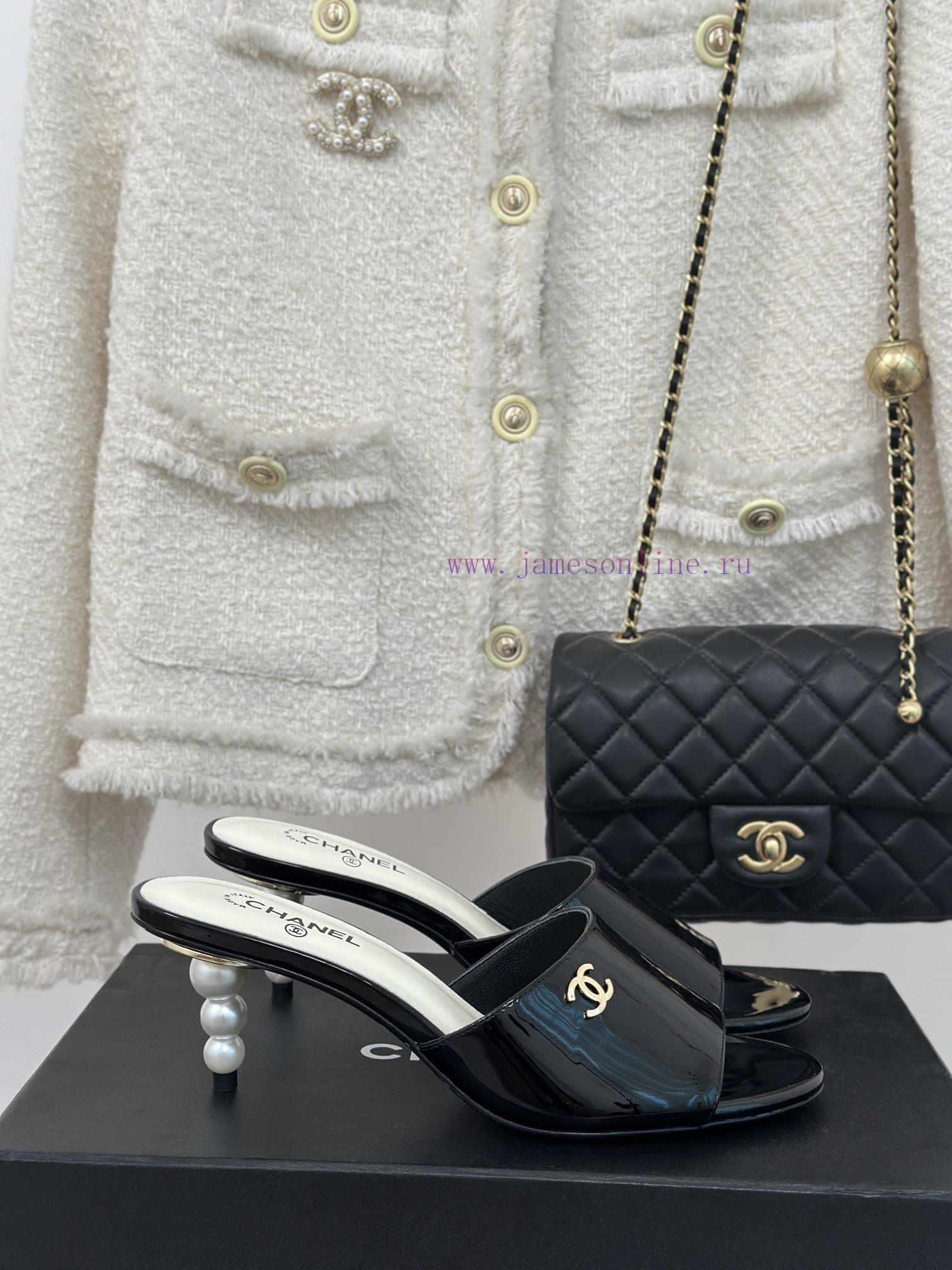 Chanel | Chanel 24C New Product ClassicPearl high-heeled slippers and sandals seriesThe shoepfg7z5y2