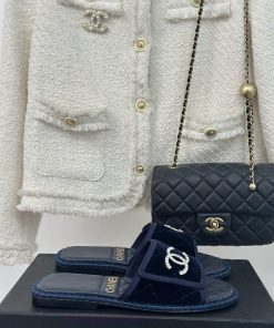 Chanel | Chanel 24C New Product ClassicDouble C flat slippersThe shoe upper is made of imporfkyxc8tb