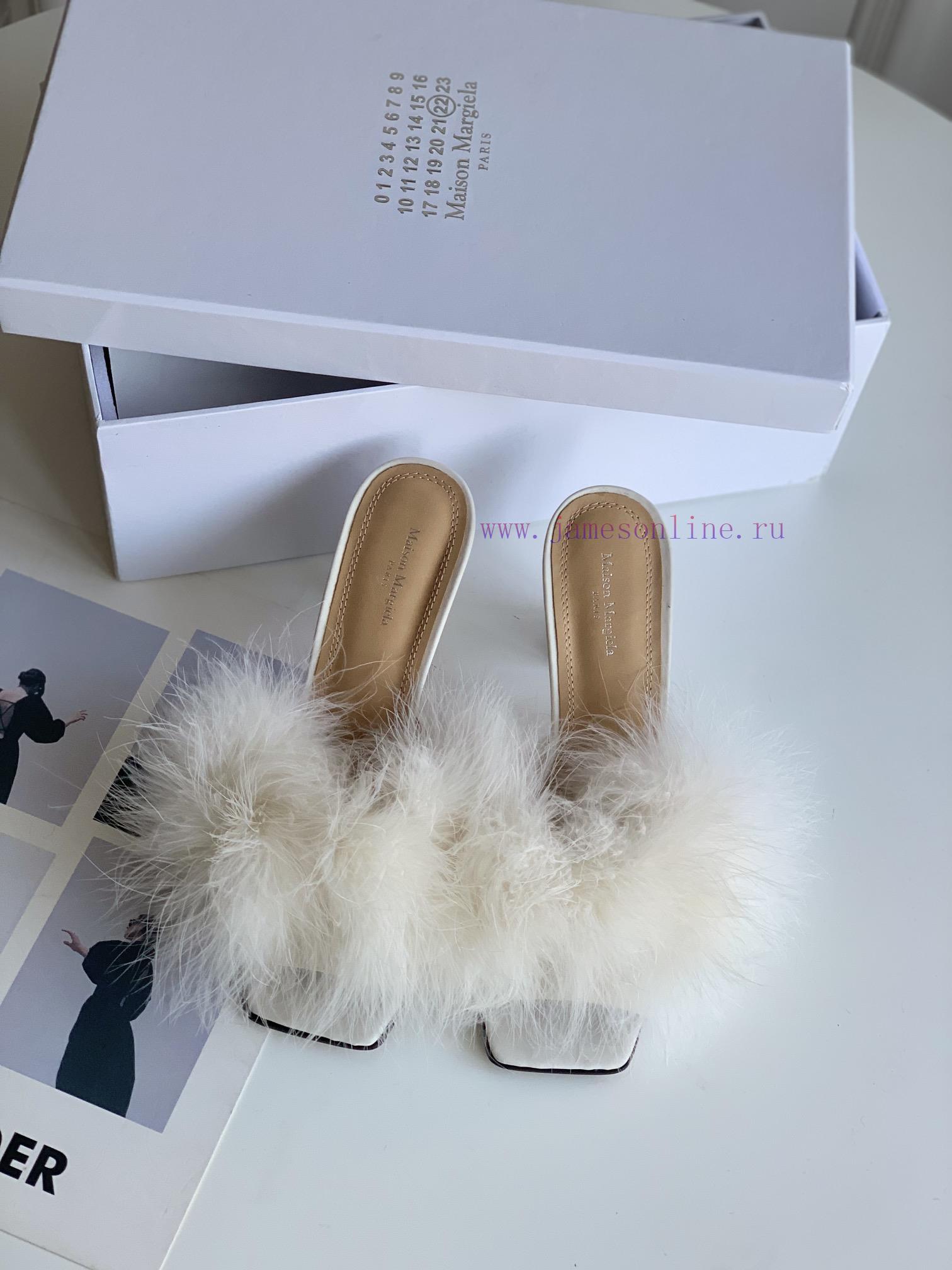 High quality Maison Margiela MM6 new slippersUpper mink fur lining sheepskin heel height 5.5wj76ohps