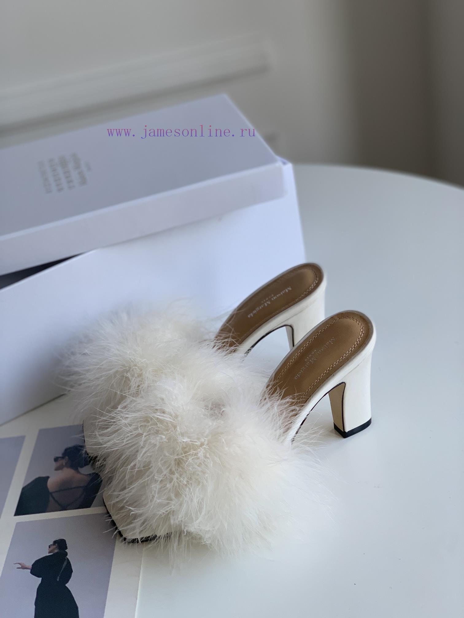 High quality Maison Margiela MM6 new slippersUpper mink fur lining sheepskin heel height 5.5wj76ohps - Image 3