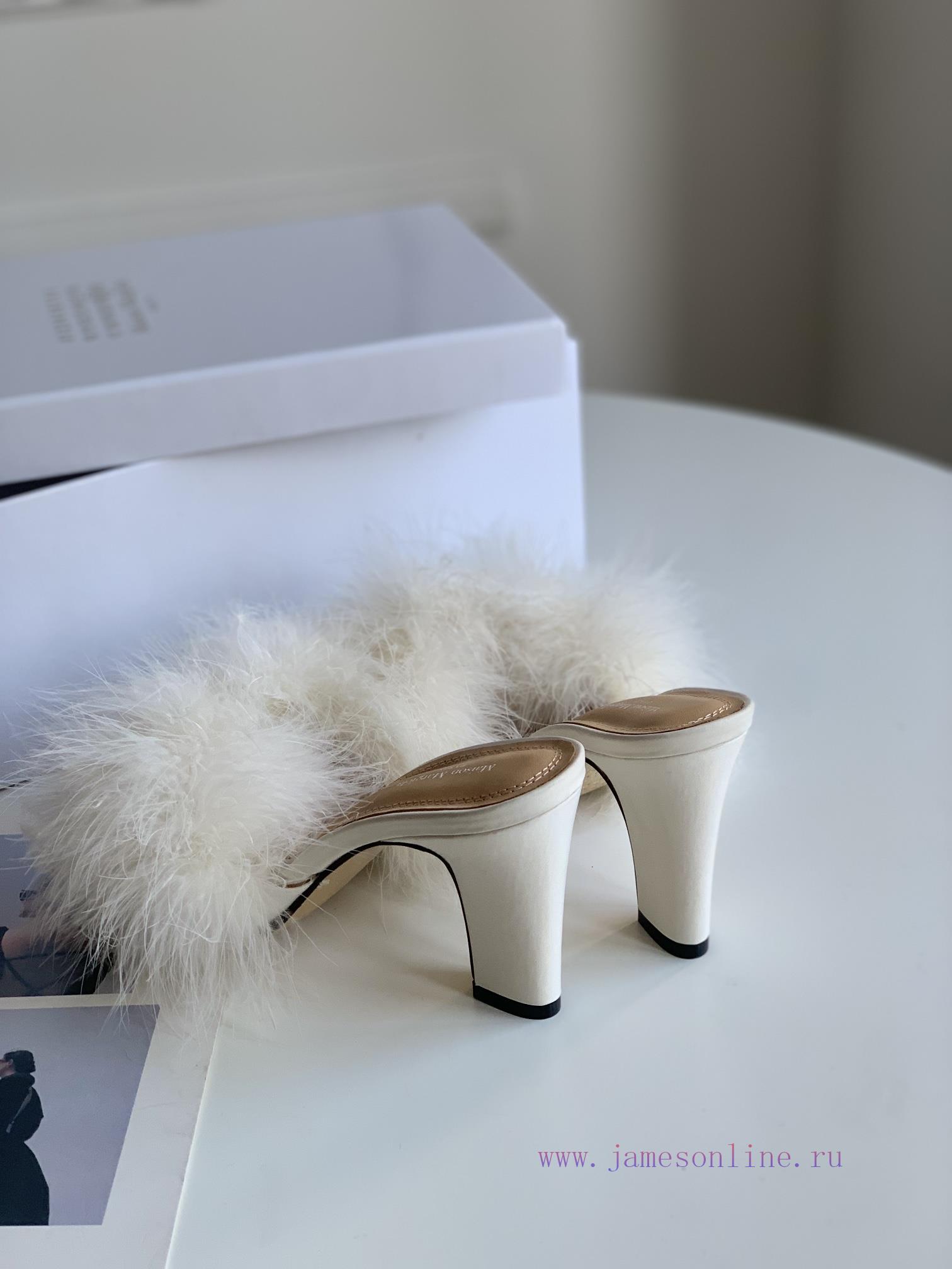 High quality Maison Margiela MM6 new slippersUpper mink fur lining sheepskin heel height 5.5wj76ohps - Image 4