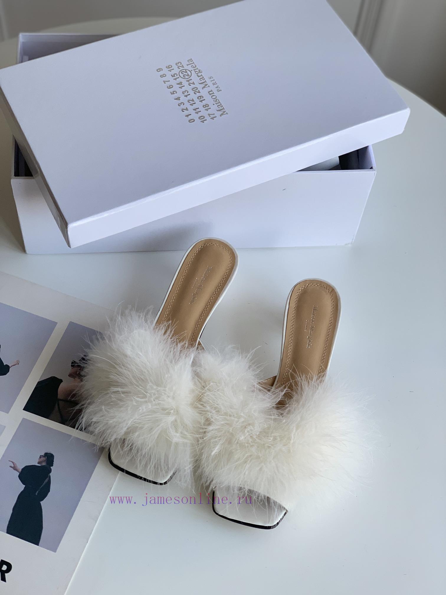 High quality Maison Margiela MM6 new slippersUpper mink fur lining sheepskin heel height 5.543ss1rbq - Image 2