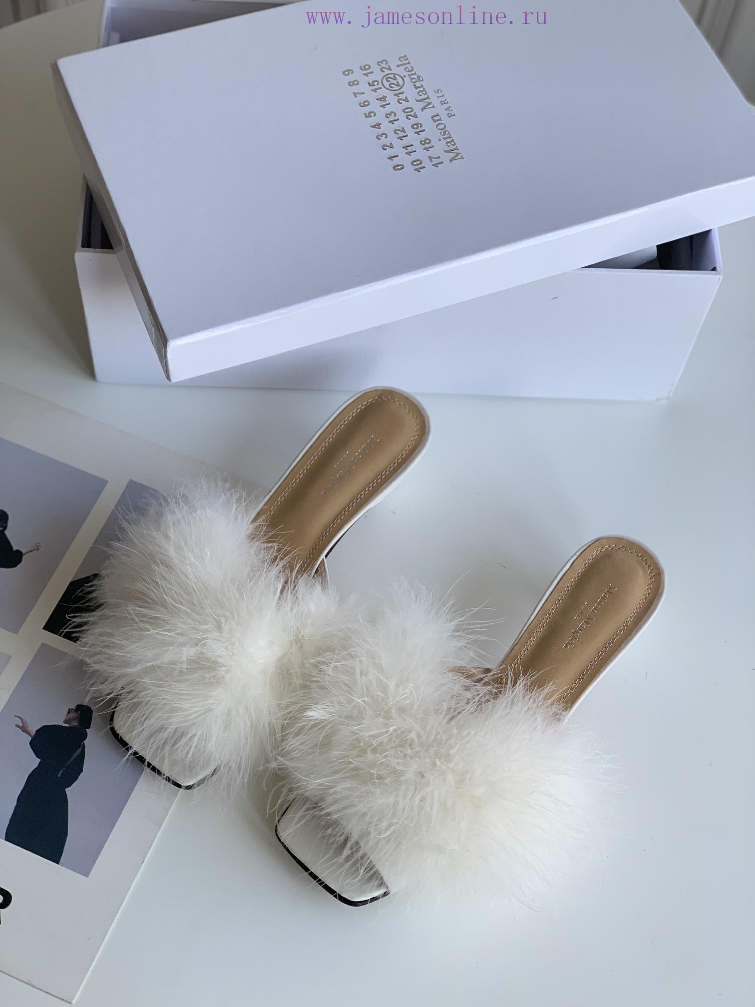 High quality Maison Margiela MM6 new slippersUpper mink fur lining sheepskin heel height 5.543ss1rbq - Image 7