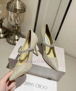 Jimmyhoo rhinestone single shoeOne word rhinestone high heelsThe shoe upper is made of impor6869jk5z