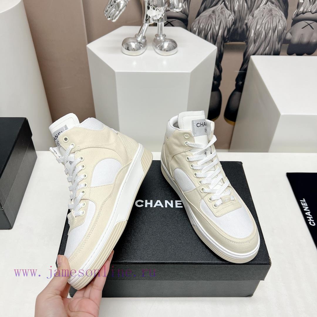 Top Fabric "Chanel C Home 2024 vs Spring/Summer Hot Canvas Leisure SeriesHigh top color bloc760j4zet - Image 5