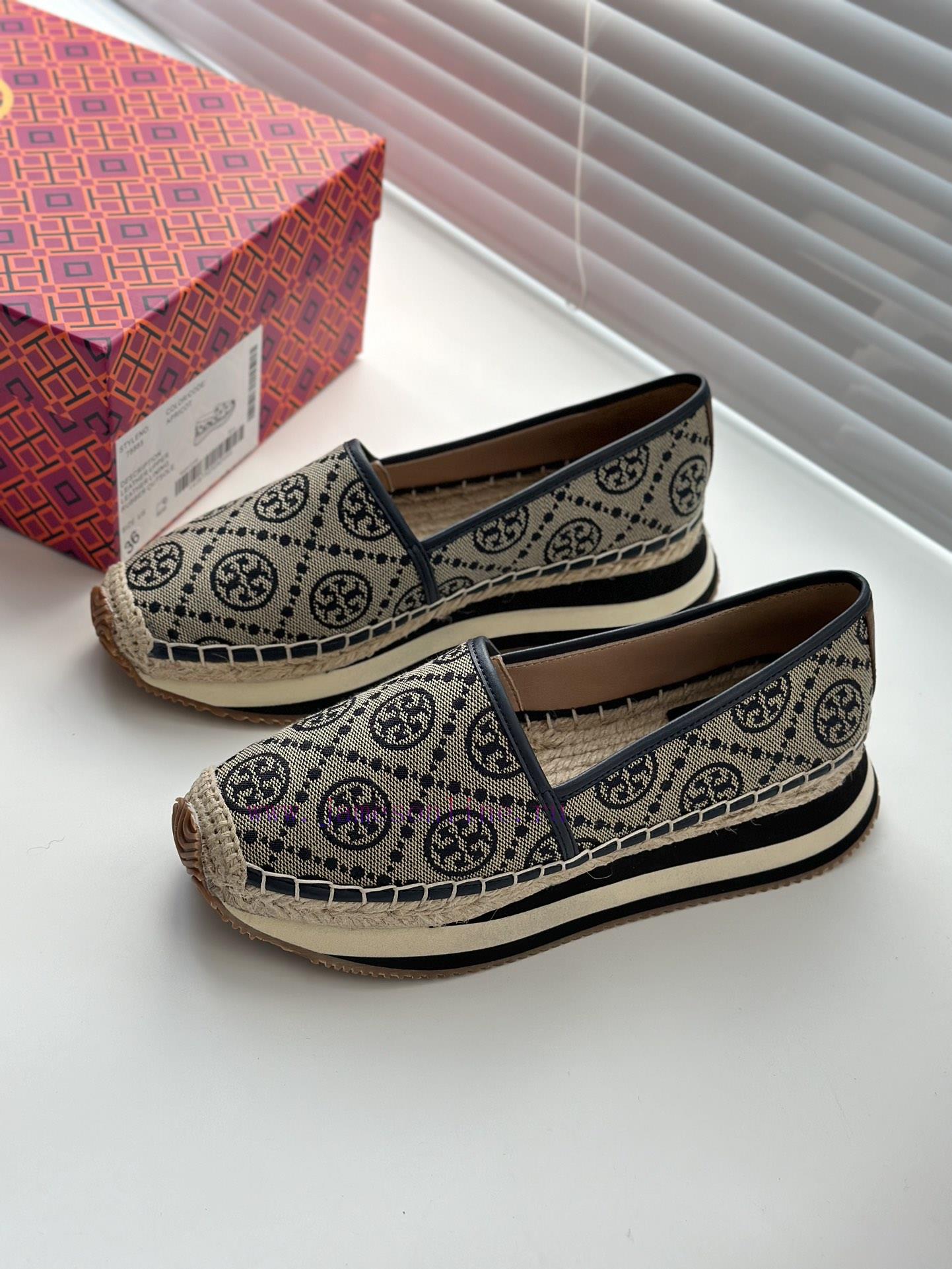 Blue jacquard fabricTBTORY BURCH T MONOGRAM Fisherman's Shoes Women's Shoes 82839 Fall 2021 w0z3jj5g - Image 2