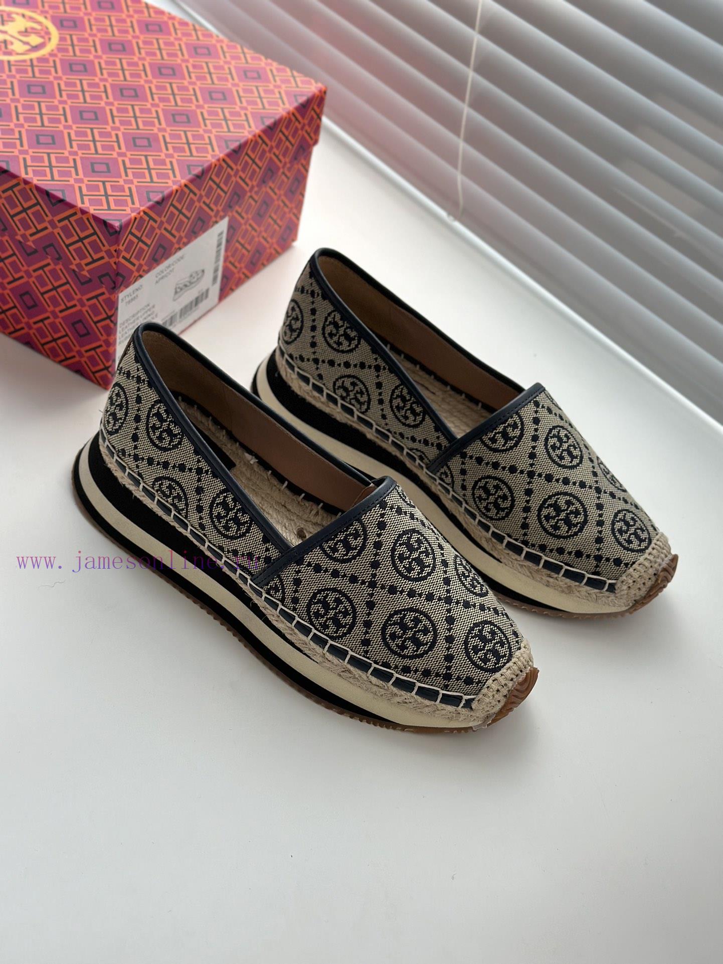 Blue jacquard fabricTBTORY BURCH T MONOGRAM Fisherman's Shoes Women's Shoes 82839 Fall 2021 w0z3jj5g - Image 3