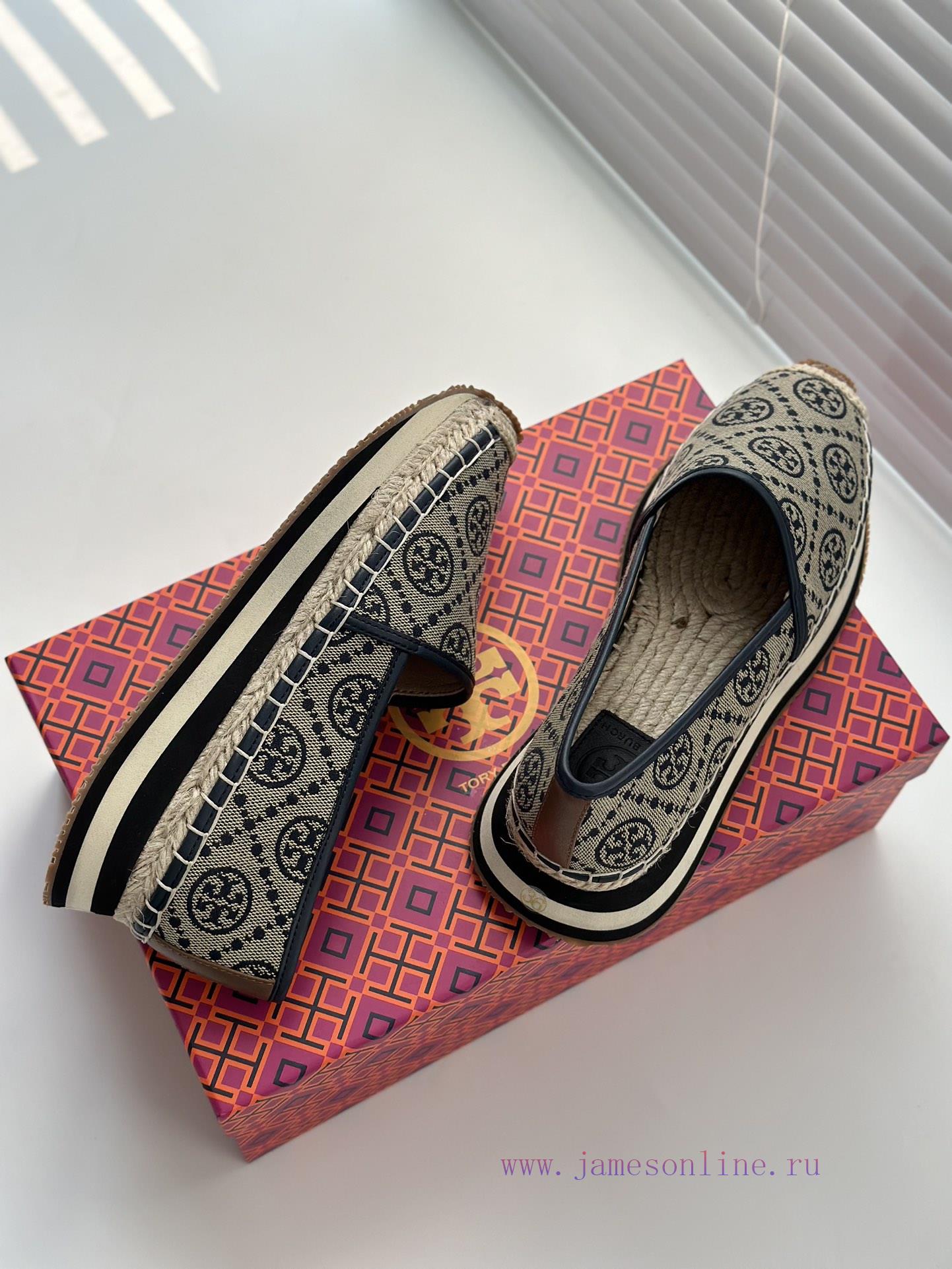 Blue jacquard fabricTBTORY BURCH T MONOGRAM Fisherman's Shoes Women's Shoes 82839 Fall 2021 w0z3jj5g - Image 6