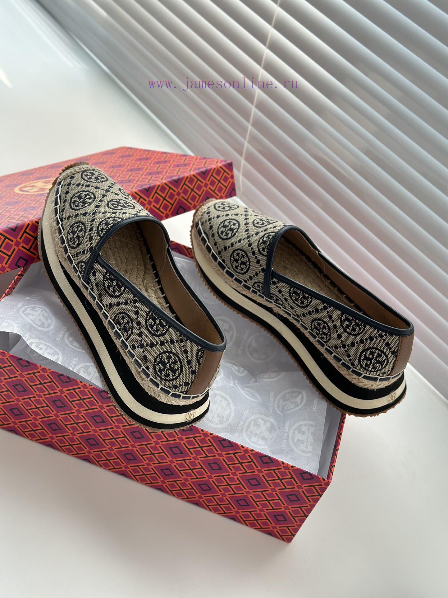 Blue jacquard fabricTBTORY BURCH T MONOGRAM Fisherman's Shoes Women's Shoes 82839 Fall 2021 w0z3jj5g - Image 10