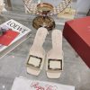Roger Vivier RV open toed metal square buckle high-heeled slippers with cooldown, new RV earkf1jvhsl