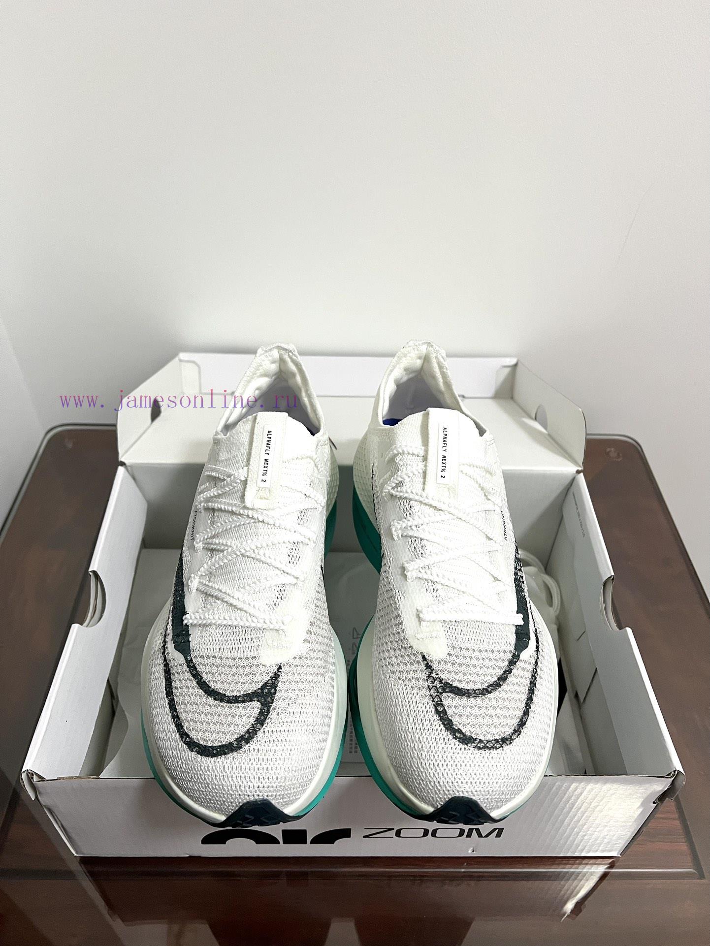 Real shot of Nike Air Zoom Alphafly Next% 2 breathable low top running shoes in white and gredha828o - Image 8