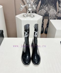 Top tierC * HANEL Chanel 24vs Summer Hot Rain Boots SeriesRound toe printed high-heeled rainjth5wyxs