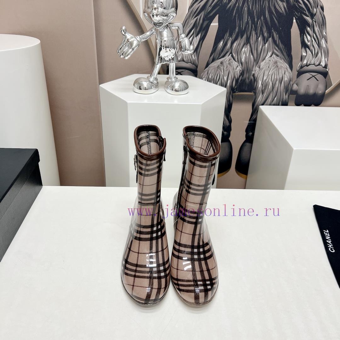 Top tierC * HANEL Chanel 24vs Summer Hot Rain Boots SeriesRound headed printed slope and raip97oc8y4 - Image 2