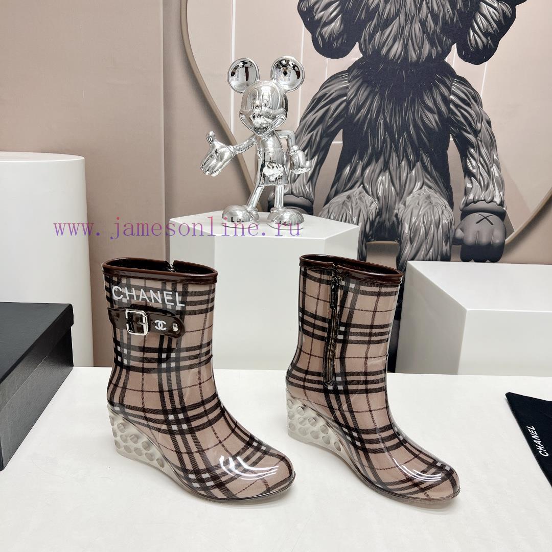 Top tierC * HANEL Chanel 24vs Summer Hot Rain Boots SeriesRound headed printed slope and raip97oc8y4 - Image 3